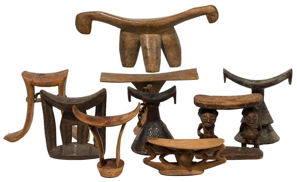 Lot 343: Multi-Cultural Wood Neck Rest Assortment