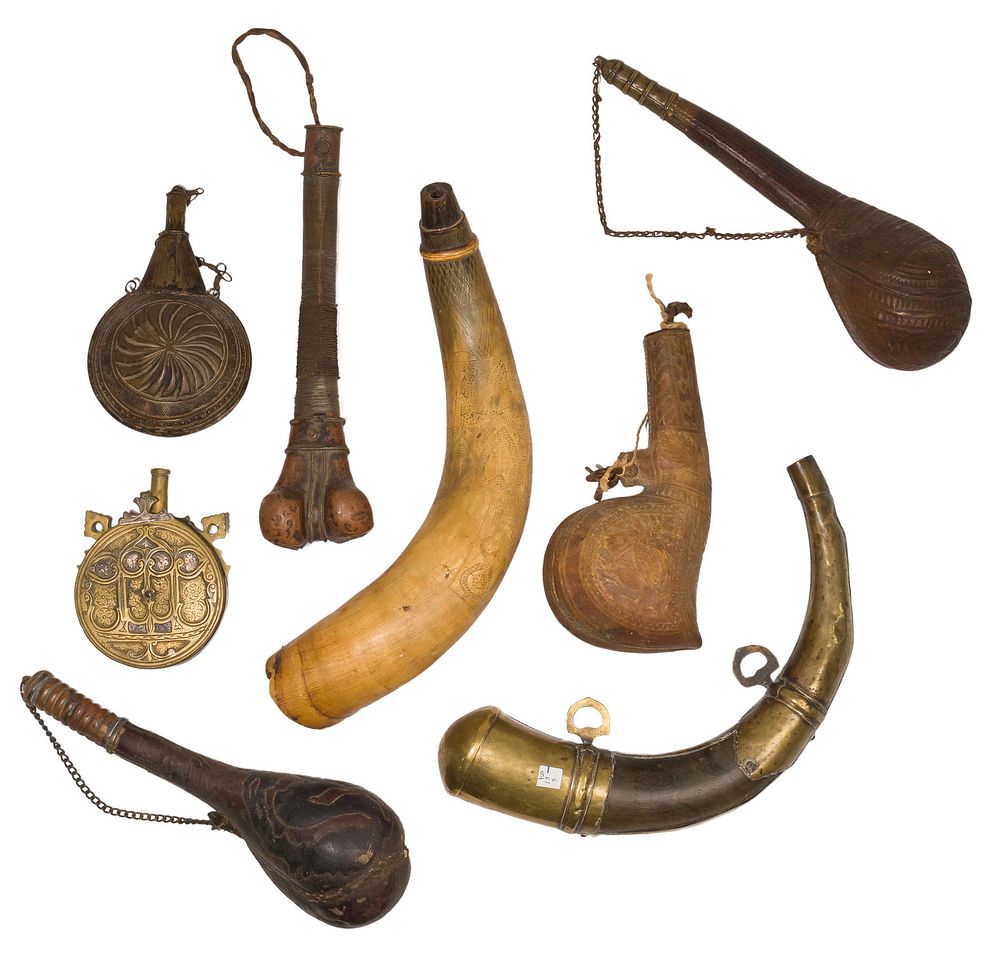 Lot 360: Powder Horn and Flask Assortment