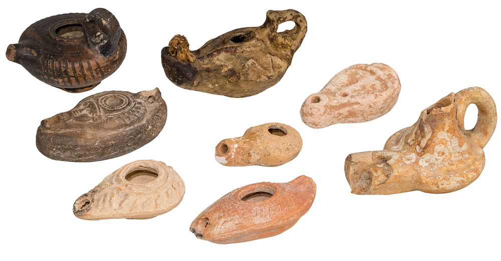 Lot 437: Greek Ceramic Oil Lamp Assortment