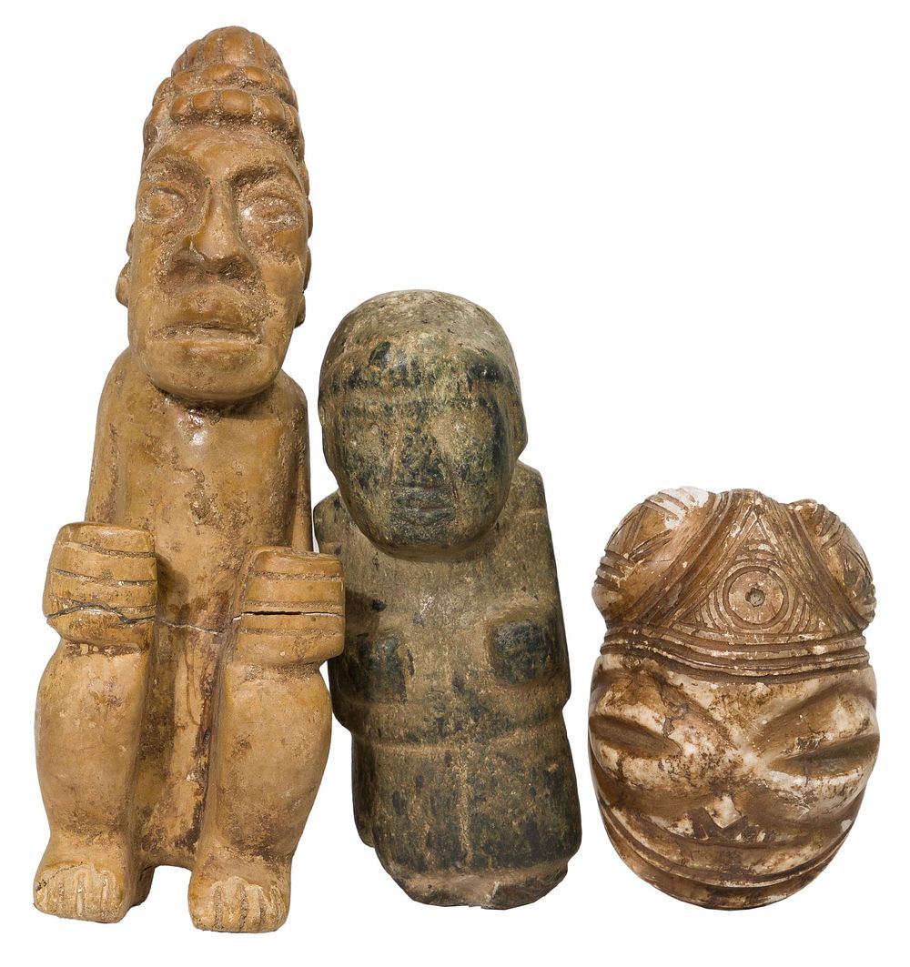 Lot 465: Pre-Columbian Chontal and Nicoya Carved Stone Figurine Assortment