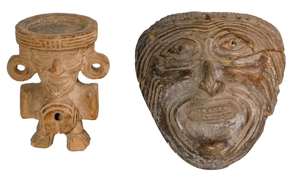Lot 494: Pre-Columbian Mayan 'Old God' Pottery