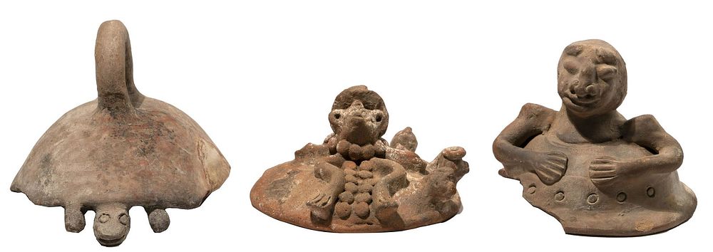 Lot 525: Pre-Columbian Pottery Censer Lid Assortment