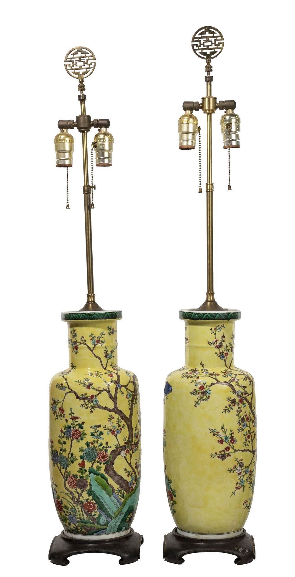 Lot 155: Chinese Famille Jaune Porcelain Vases