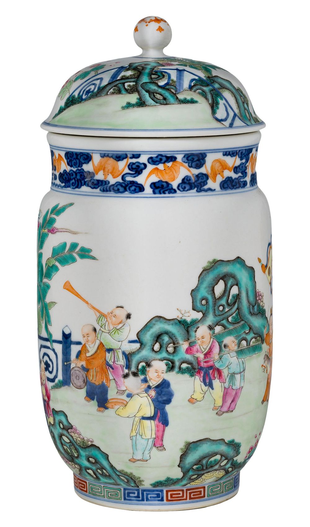 Lot 157: Chinese Famille Rose Porcelain Covered Jar