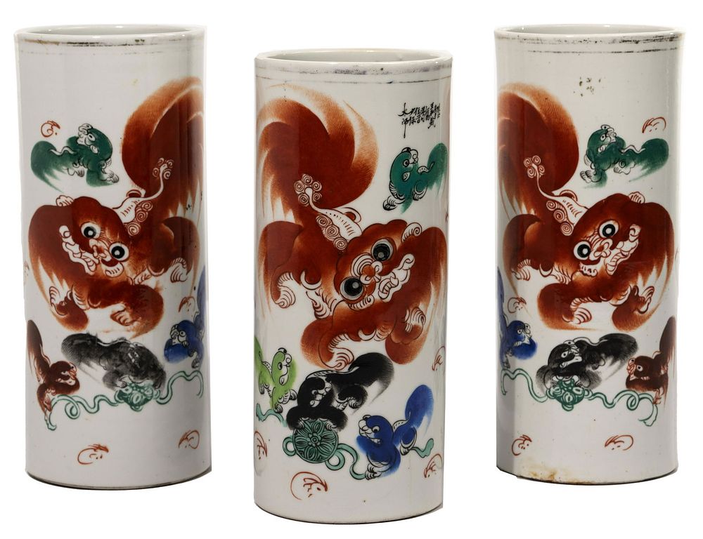 Lot 167: Chinese Iron Red on White Porcelain Vases