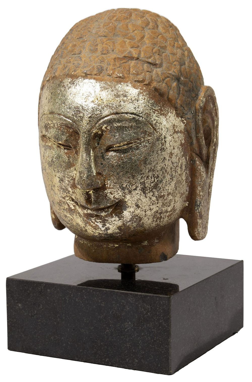 Lot 171: Chinese Northern Qi Carved Stone Buddha Head Sculpture