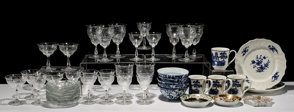 Lot 189: Asian and British Porcelain and Glassware Assortment