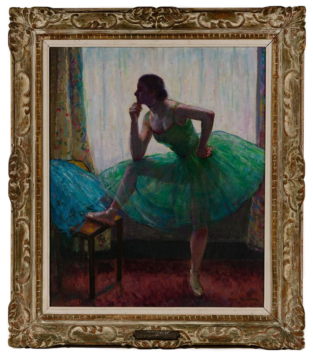 Lot 205: Louis Kronberg (American, 1872-1965) 'Dancer in Green' Oil on Canvas