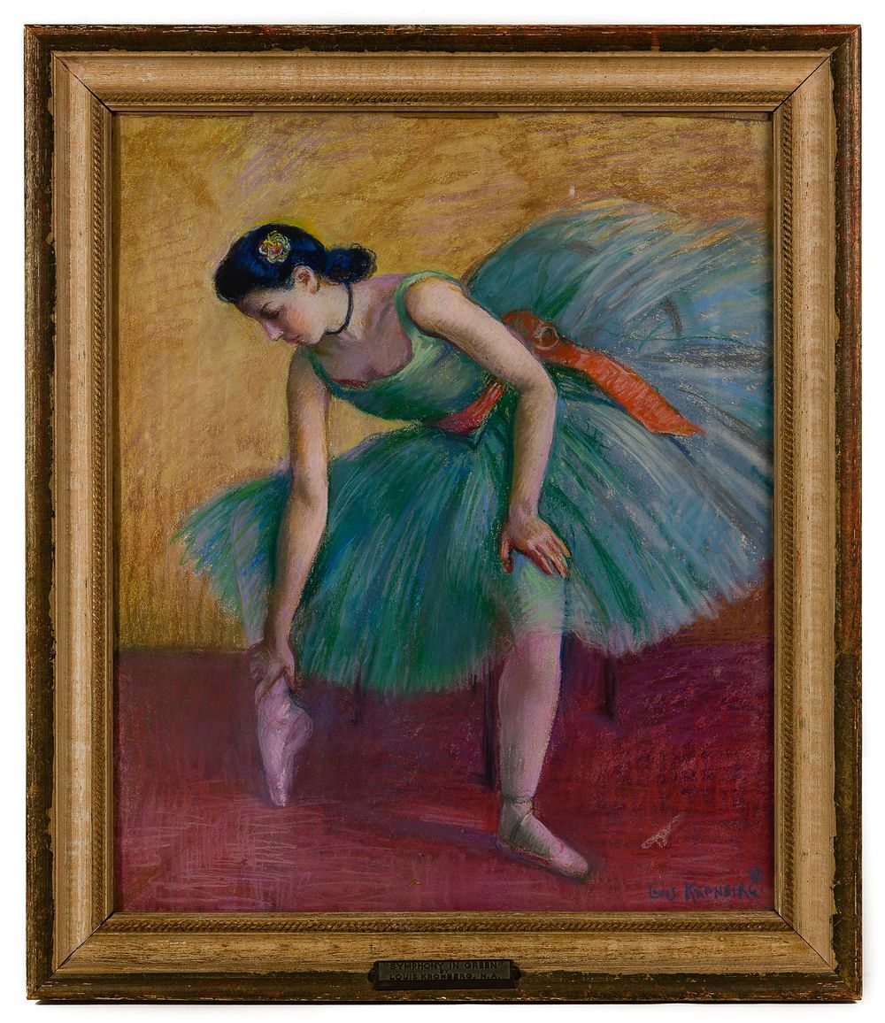 Lot 206: Louis Kronberg (American, 1872-1965) 'Symphony in Green' Pastel on Paperboard