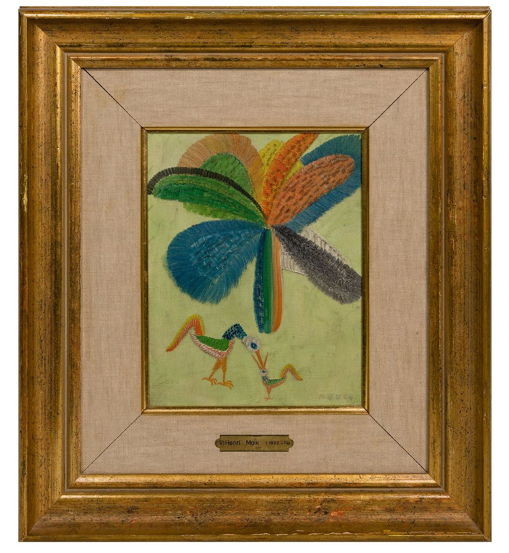Lot 224: Henri Maik (French, 1922-1993) 'Mother Bird' Oil on Canvas