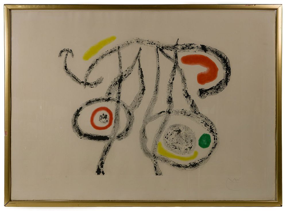 Lot 243: Joan Miro (Spanish, 1893-1983) 'Le Porteur d'Eau III' Color Aquatint