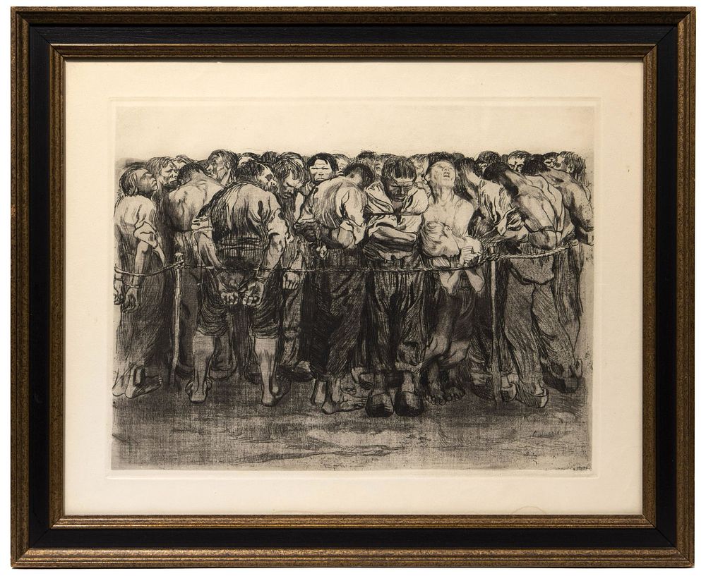 Lot 246: Kathe Kollwitz (German, 1867-1945) 'The Prisoners (Die Gefangenen)' Etching