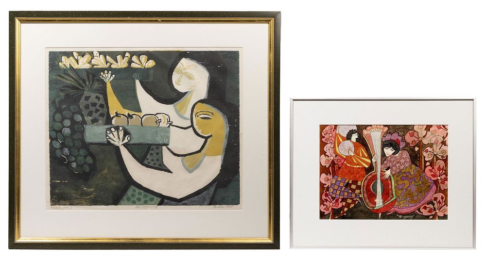 Lot 258: Evelyn Marx (American, 1901-1996) 'The Offering' Woodblock