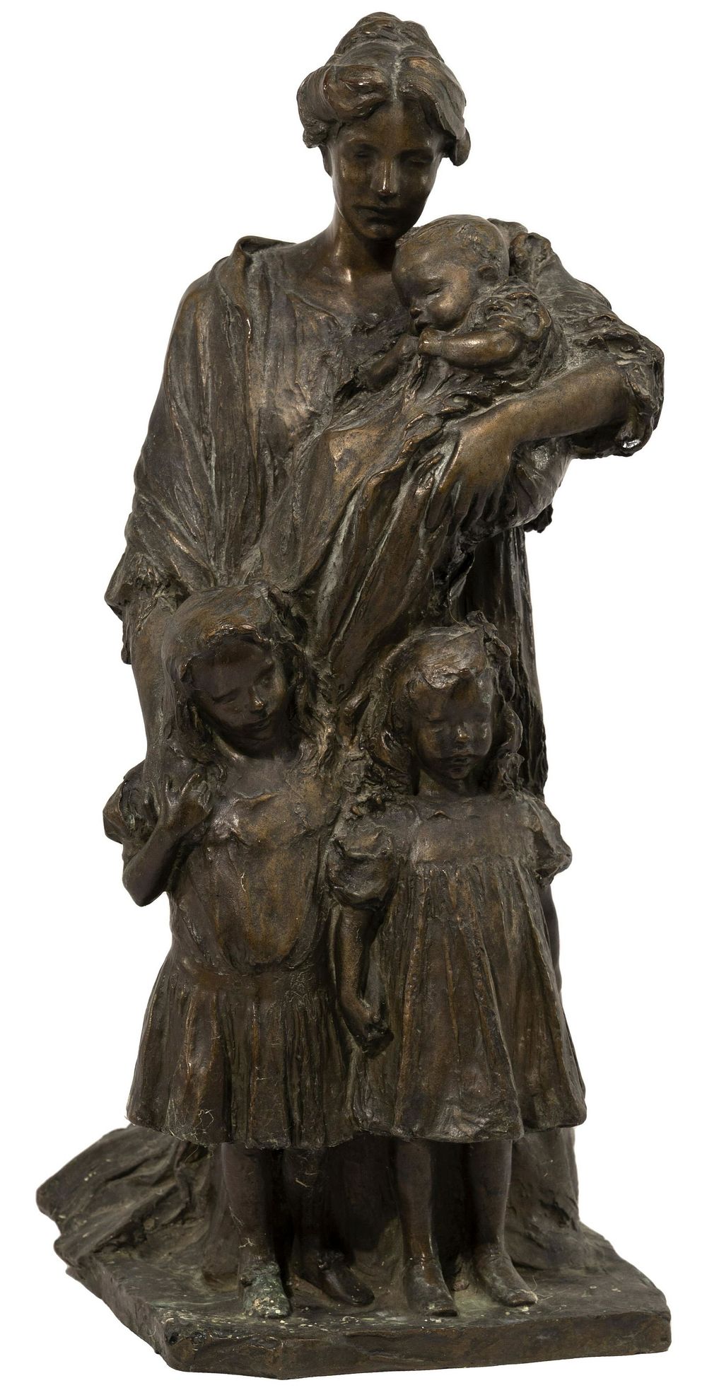 Lot 266: Bessie Potter Vonnoh (American, 1872-1955) 'Motherhood' Patinated Bronze Sculpture