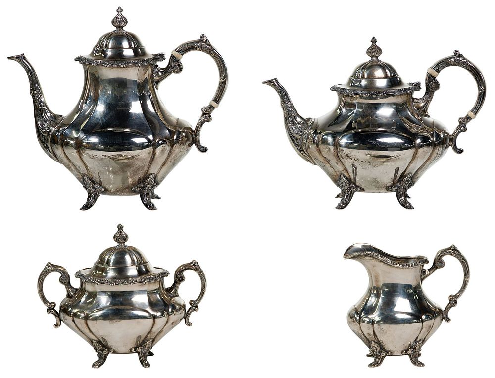 Lot 290: Reed & Barton #670 'Georgian Rose' Sterling Silver Tea Service