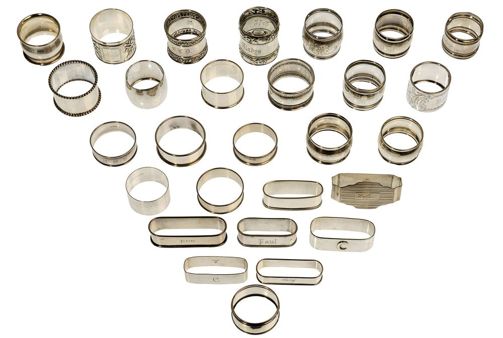 Lot 293: Sterling Silver Napkin Ring Assortment