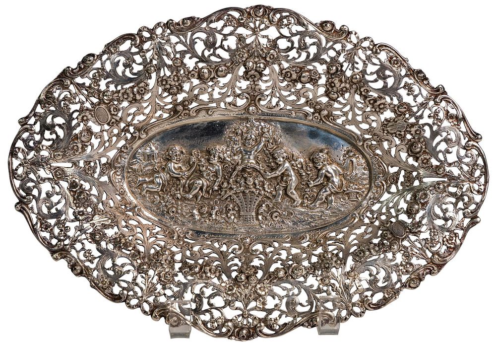 Lot 303: German Silver (800) Pierced Rim Bowl