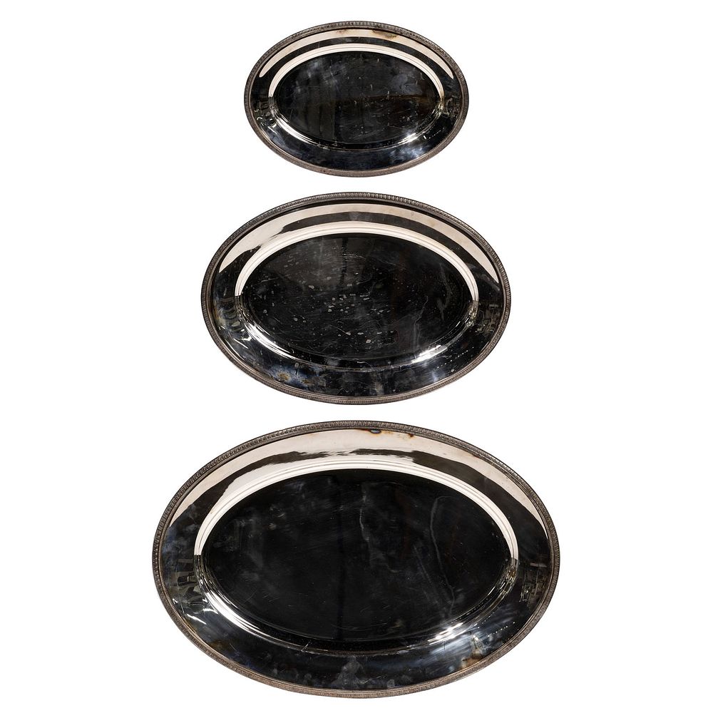 Lot 318: Christofle 'Malmaison' Silverplate Serving Trays