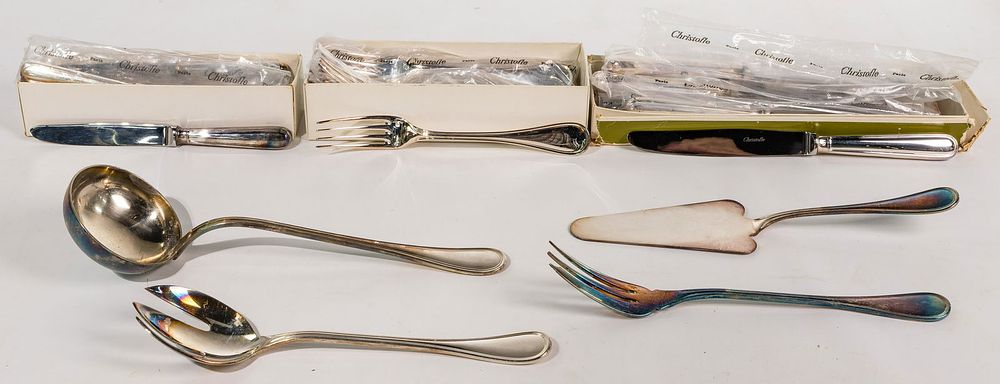 Lot 328: Christofle 'Albi' Silverplate Flatware Collection