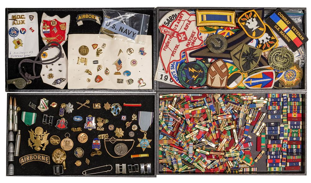 Lot 336: Military Pin, Patch and Bar Assortment