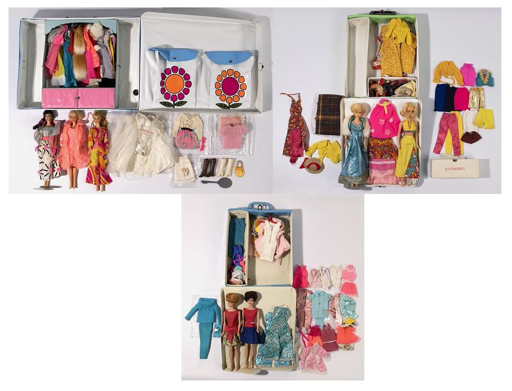 Lot 341: Mattel Barbie Dolls, Clothes and Case Assortment