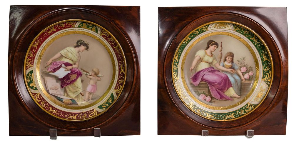 Lot 405: Royal Vienna Hand Painted Porcelain Portrait Plates