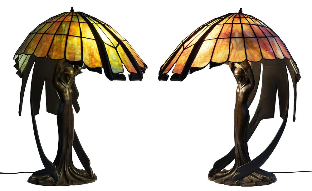 Lot 422: Bronze and Acrylic Table Lamps