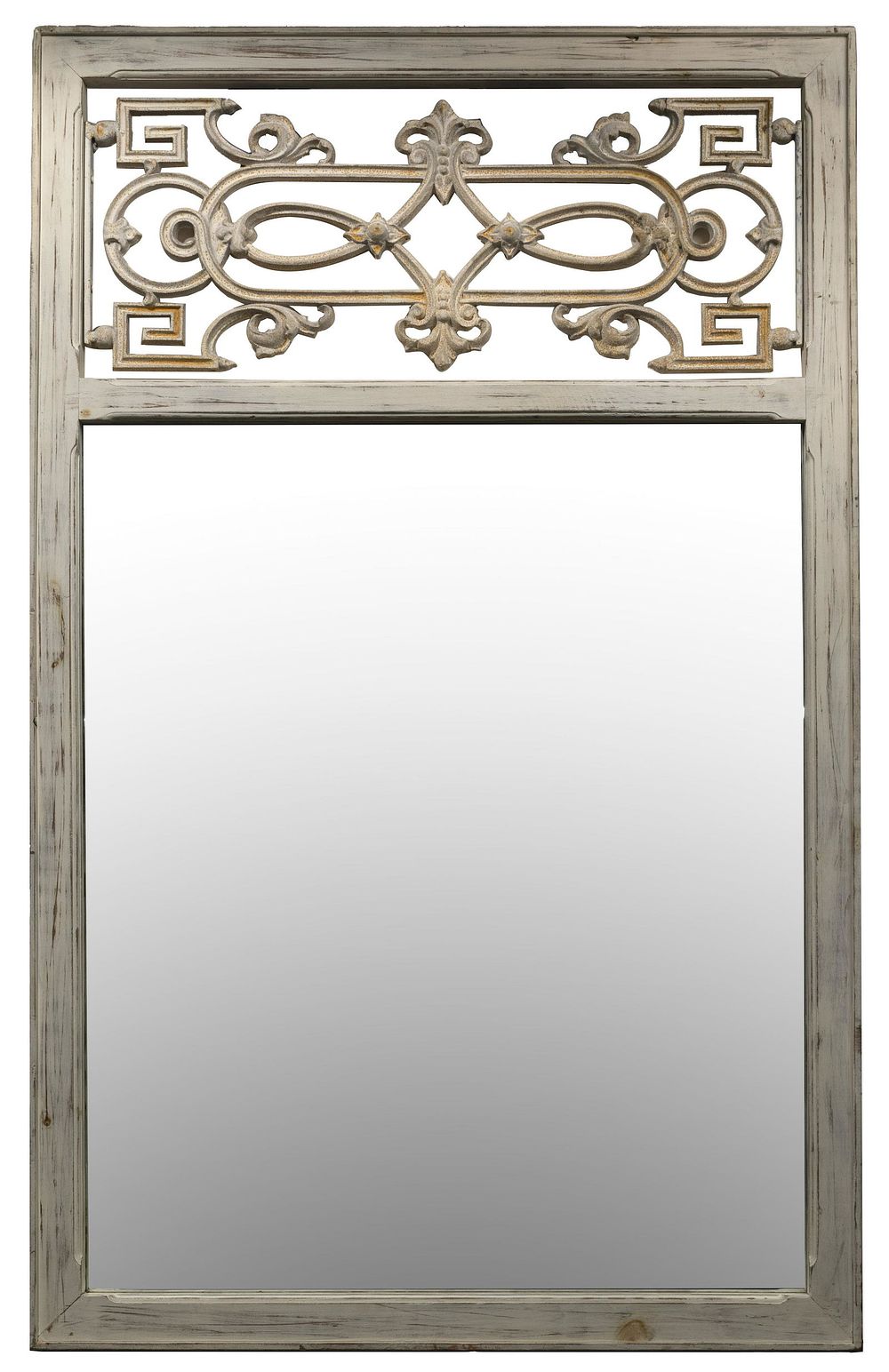 Lot 423: Contemporary Wood and Iron Wall Mirror