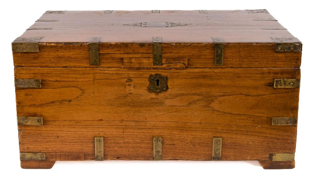 Lot 427: British Colonial Brass Bound Wood Chest