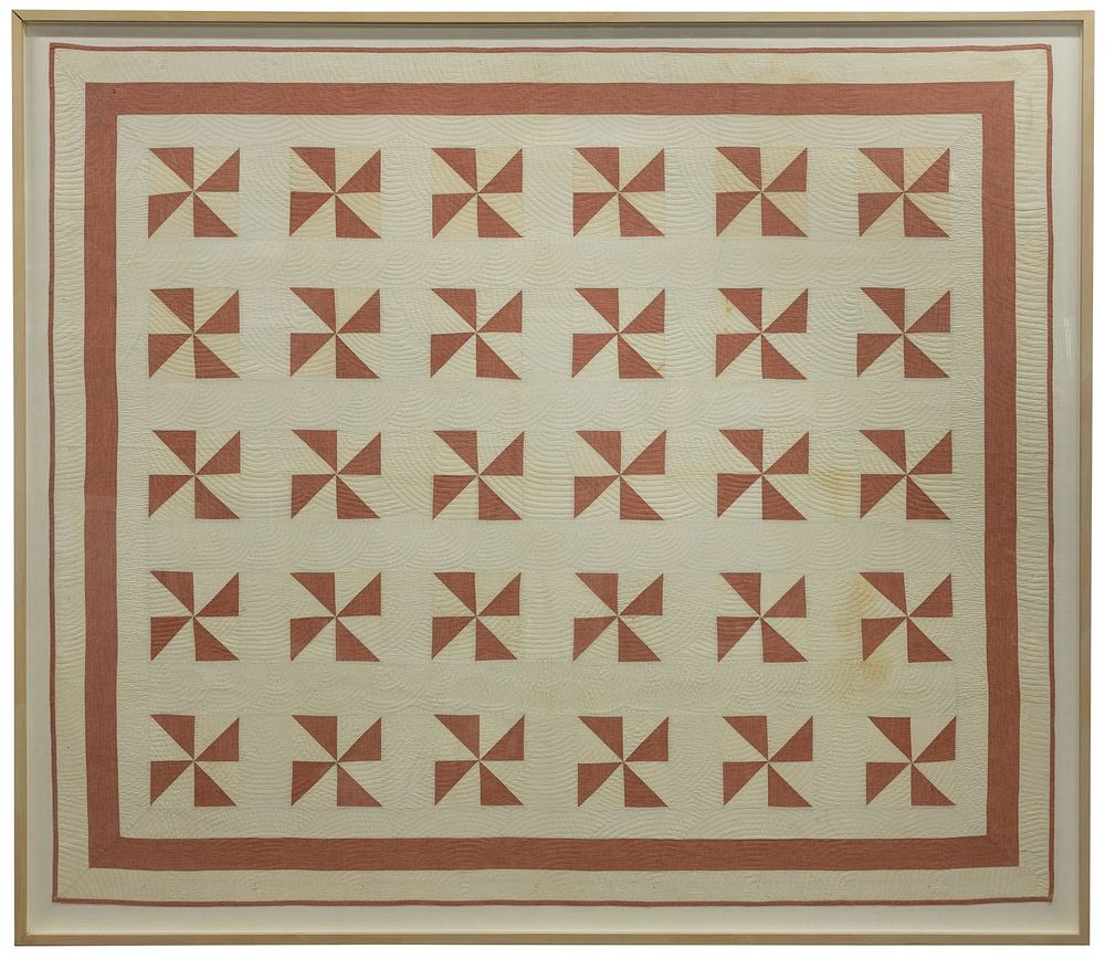 Lot 462: Pinwheel Pattern Cotton Quilt Top
