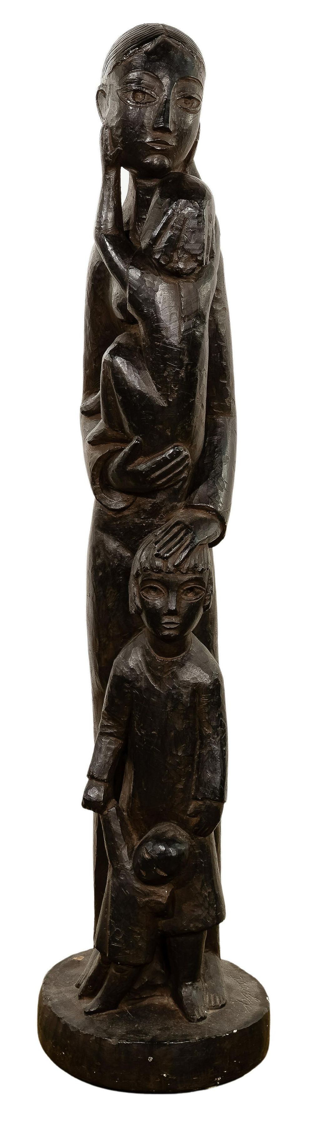Lot 474: Willem DeGroot (Dutch / American, 20th Century) 'Mother and Children' Plaster Statue