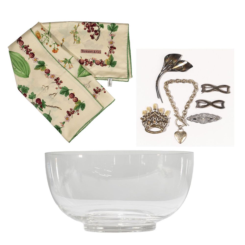 Lot 488: Tiffany & Co. Silk and Crystal with Sterling Silver Jewelry Assortment