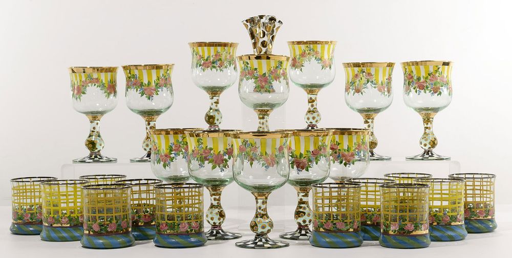 Lot 495: Mackenzie Childs 'Circus' Glass Assortment