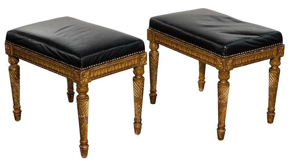 Lot 498: French Empire Style Giltwood Benches
