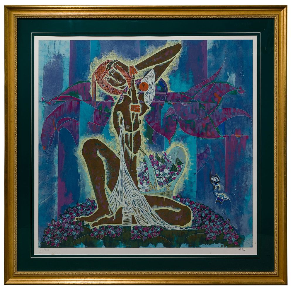 Lot 162: Lu Hong (Chinese, b.1959) 'Wild Flowers' Serigraph