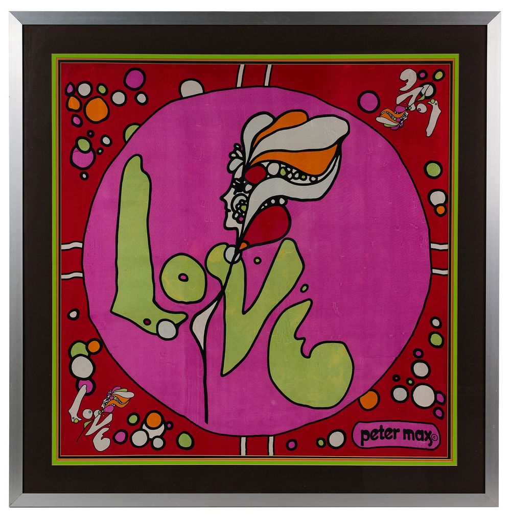 Lot 193: Peter Max (American, b.1937) 'Love' Silk Scarf