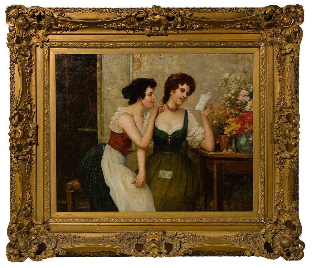 Lot 202: Unknown Artist (Continental School, 19th Century) 'The Letter' Oil on Canvas