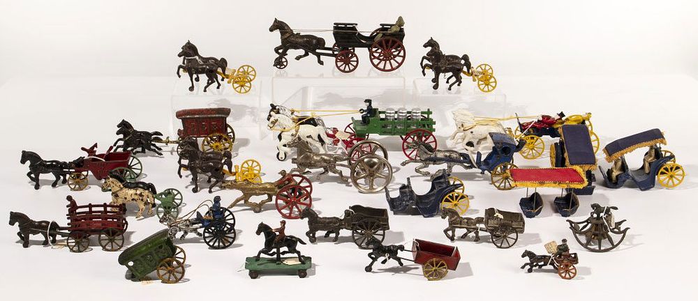 Lot 244: Cast Iron Horse Carriage Toy Assortment