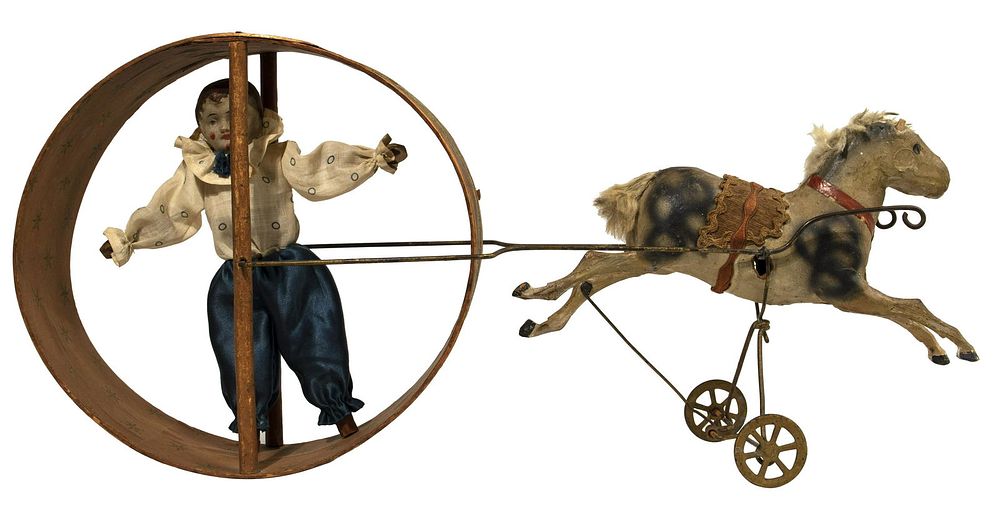 Lot 250: German Style Papier Mache Circus Horse Pull Toy