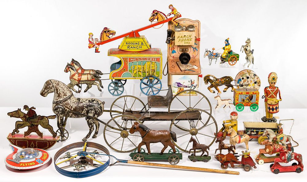 Lot 260: Tin Horse Toy Assortment