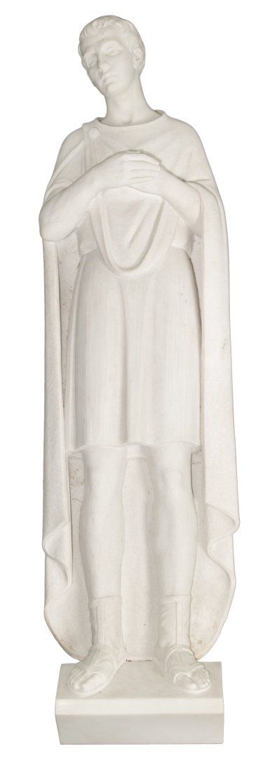 Lot 296: Daprato Studio 'St. Tarcissus' Italian Marble Religious Statue