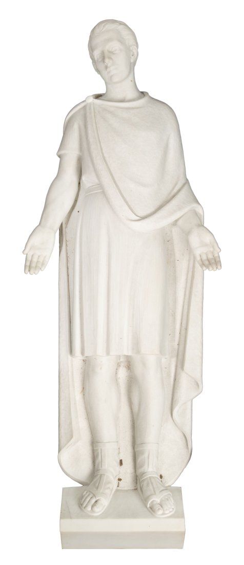 Lot 297: Daprato Studio 'St. Venantius' Italian Marble Religious Statue