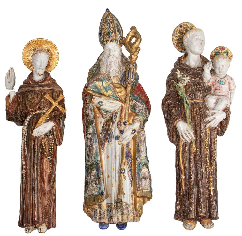 Lot 300: Eugenio Pattarino (Italian, 1885-1971) Terracotta Icon Wall Hanging Assortment