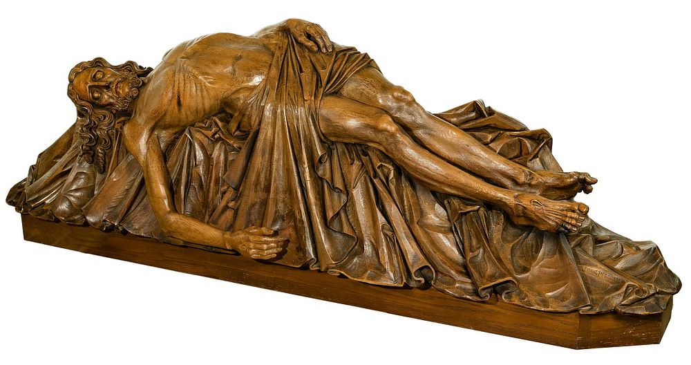 Lot 301: Franz Pescosta (19th Century) Carved Wood Jesus Statue