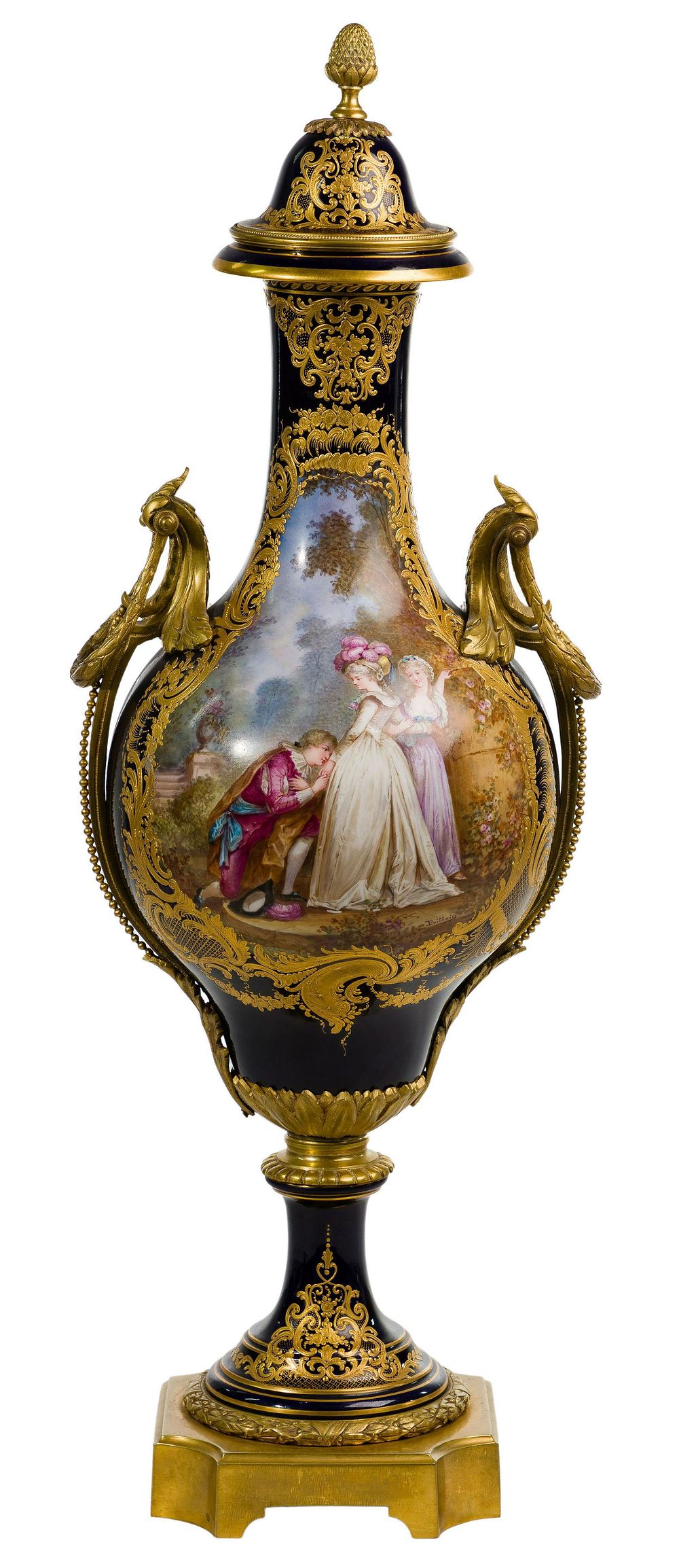 Lot 328: Sevres Amphora Lidded Urn