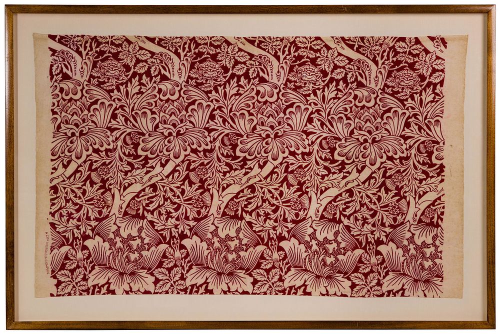 Lot 379: William Morris 'Rose and Thistle' Framed Textile