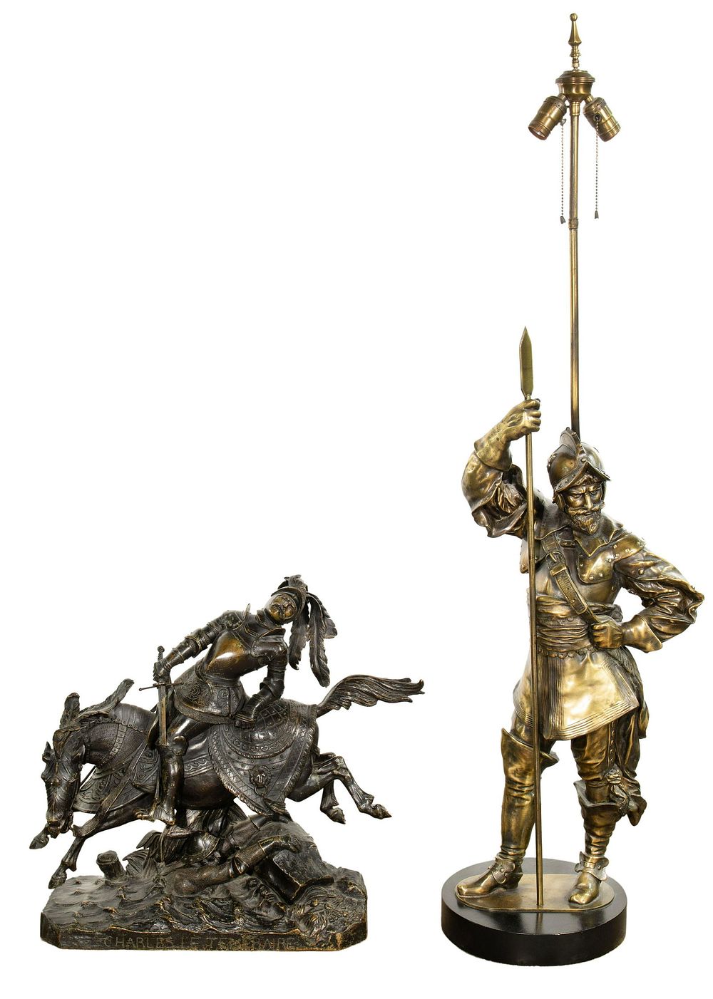 Lot 383: (After) Jean Francois Theodore Gechter (French, 1796-1844) 'Charles Le Temeraire' Bronze Statue