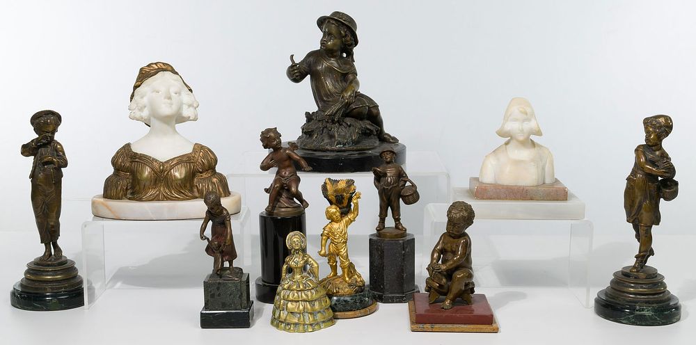Lot 386: Bronze and Marble Statue Assortment