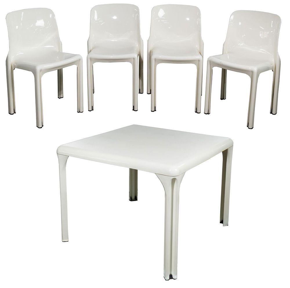 Lot 437: Vico Magistretti for Artemide 'Selene' Fiberglass Table and Chairs