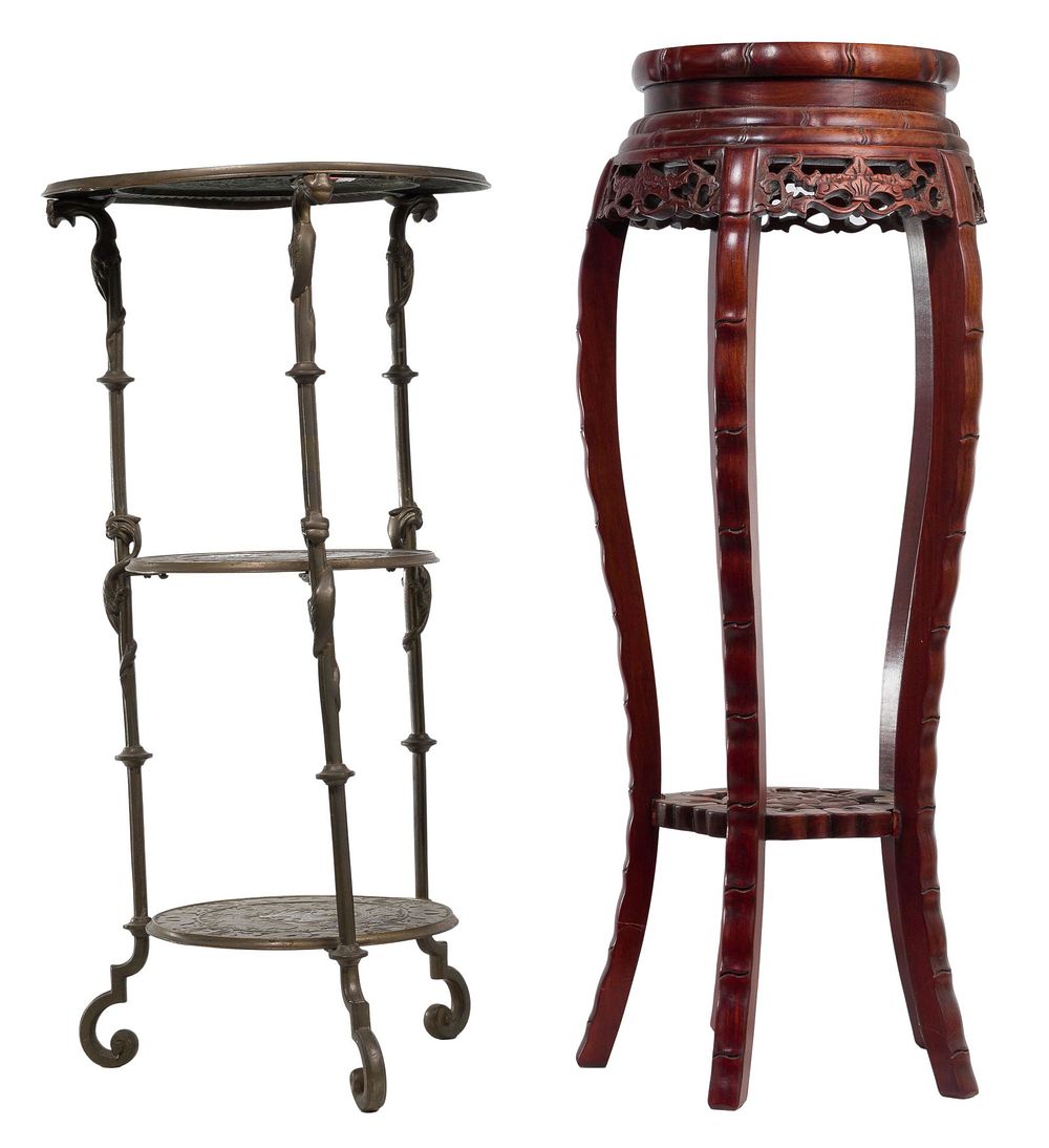 Lot 450: Brass and Asian Marble Stands